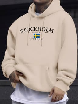 Stockholm Sweden Letter Pattern Streetwears Man Loose Trendy Hoodie Autumn Basic Sweatshirts Casual High Street Pullovers Unisex