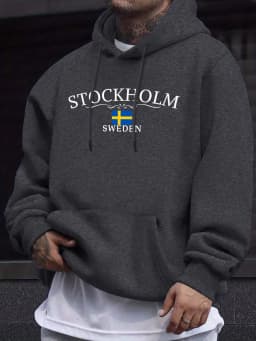 Stockholm Sweden Letter Pattern Streetwears Man Loose Trendy Hoodie Autumn Basic Sweatshirts Casual High Street Pullovers Unisex