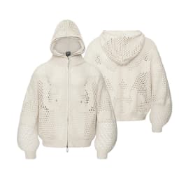 FEWQ American Style Dark Hooded Zipper Men's Knitted Sweater Casual Hook Flower Hollow Sweater 2026 Autumn New 24W3799