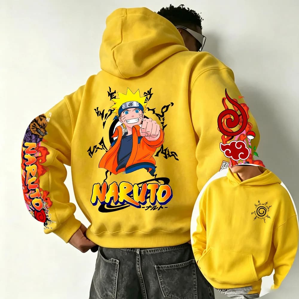 Naruto 2026 Spring and Autumn New Cartoon Anime Harajuku Y2K Street Fashion Couple Hooded Sweatshirt