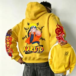 Naruto 2026 Spring and Autumn New Cartoon Anime Harajuku Y2K Street Fashion Couple Hooded Sweatshirt