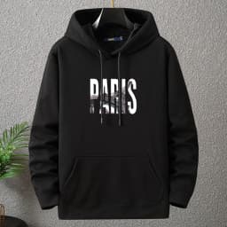 New Big Size Hoodie Men Winter Fleece Sherpa Lined Warm Hooded Shirt Male Cotton Print Letter Paris Plus Fat Extra Large Clothes