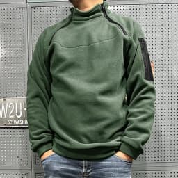 Men's Polar Fleece Outdoor Warm Breathable Tactical Zipper Standing Neck Long Sleeves Casual Solid Color Sweatshirt