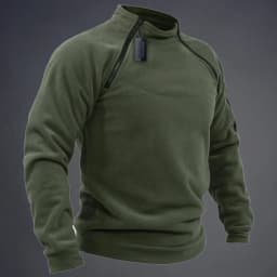 Men's Polar Fleece Outdoor Warm Breathable Tactical Zipper Standing Neck Long Sleeves Casual Solid Color Sweatshirt