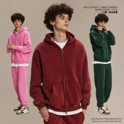 Clothing Autumn and Winter Washed Batik Old Men's Sweater Sweatpants Retro Trendy Brand Suit Men's and Women's Models
