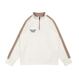 Classic American High Street Couple Hoodie Jacket Semi-Zip Casual Letter Slogan Street Style Autumn Men's Fashion Sweatshirt