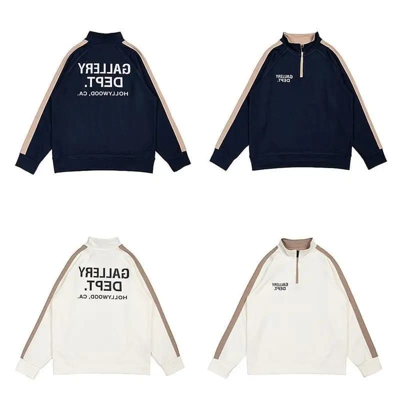 Classic American High Street Couple Hoodie Jacket Semi-Zip Casual Letter Slogan Street Style Autumn Men's Fashion Sweatshirt