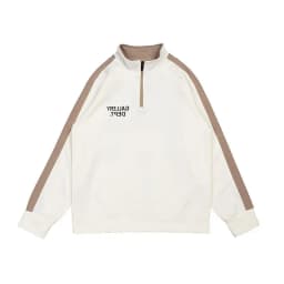Classic American High Street Couple Hoodie Jacket Semi-Zip Casual Letter Slogan Street Style Autumn Men's Fashion Sweatshirt
