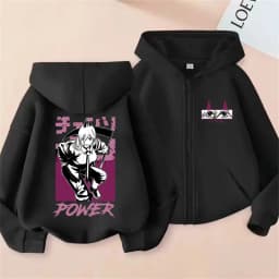Hot Anime Chainsaw Man Power Zip Up Jakcet Men Women Casual Oversized Zipper Hoodie Men's Manga Fleece Cotton Sweatshirt Coat