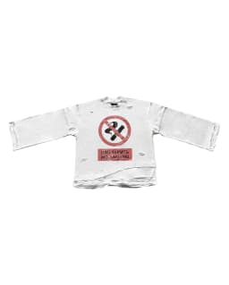 Y2K Gothic Harajuku Hip Hop Punk Long Sleeved Prohibited Cigarette Print Pattern T Shirts Retro Street Wear Loose Ripped Top