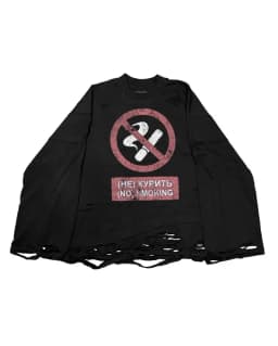 Y2K Gothic Harajuku Hip Hop Punk Long Sleeved Prohibited Cigarette Print Pattern T Shirts Retro Street Wear Loose Ripped Top