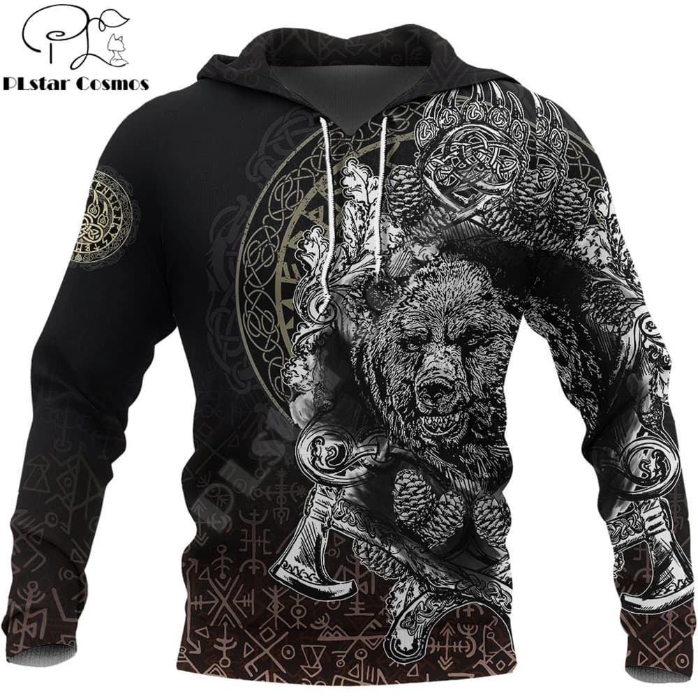 Tattoo Style Hoodie Bear Claws And Hammer 3D Printed Mens hoodies Unisex Sweatshirt Autumn Casual Streetwear DW766