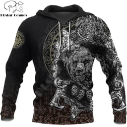 Tattoo Style Hoodie Bear Claws And Hammer 3D Printed Mens hoodies Unisex Sweatshirt Autumn Casual Streetwear DW766
