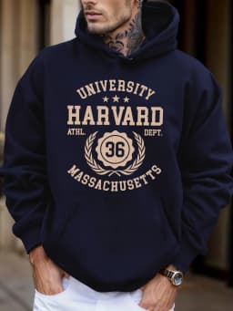 University Harvard Massachusetts Print Autumn Soft Hoodie Men'S Fleece Loose Pullover Sport Jogging Sweatshirt Casual Street Top