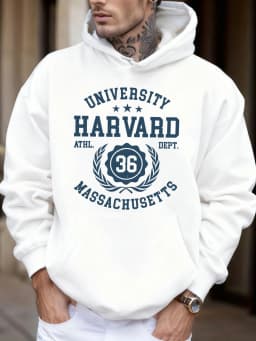 University Harvard Massachusetts Print Autumn Soft Hoodie Men'S Fleece Loose Pullover Sport Jogging Sweatshirt Casual Street Top