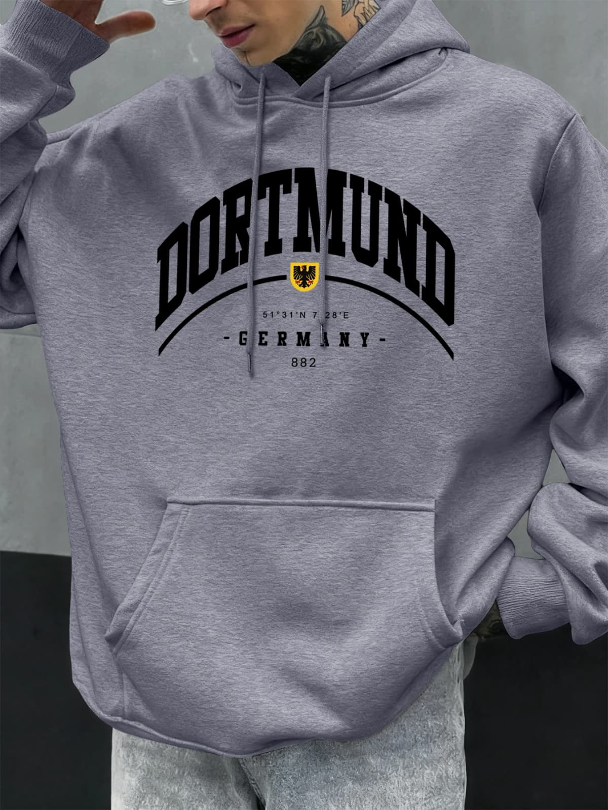 Dortmund Germany Letter Pattern Autumn Hoody Men Casual Oversize Hoodies Fashion Fleece Clothing Personality Unisex Pullover