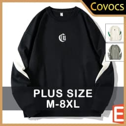 Men's Round Neck Sweatshirt Round Neck Long-Sleeved Embroidery Oversized 6XL, 7XL, 8XL Ugly Christmas Sweatshirts For Men