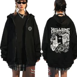 Hellsing Anime Clothing Alucard Printed Hooded Men Women Prevalent Zipper Hoodies Plus Size Pullover Harajuku Male Sweatshirt