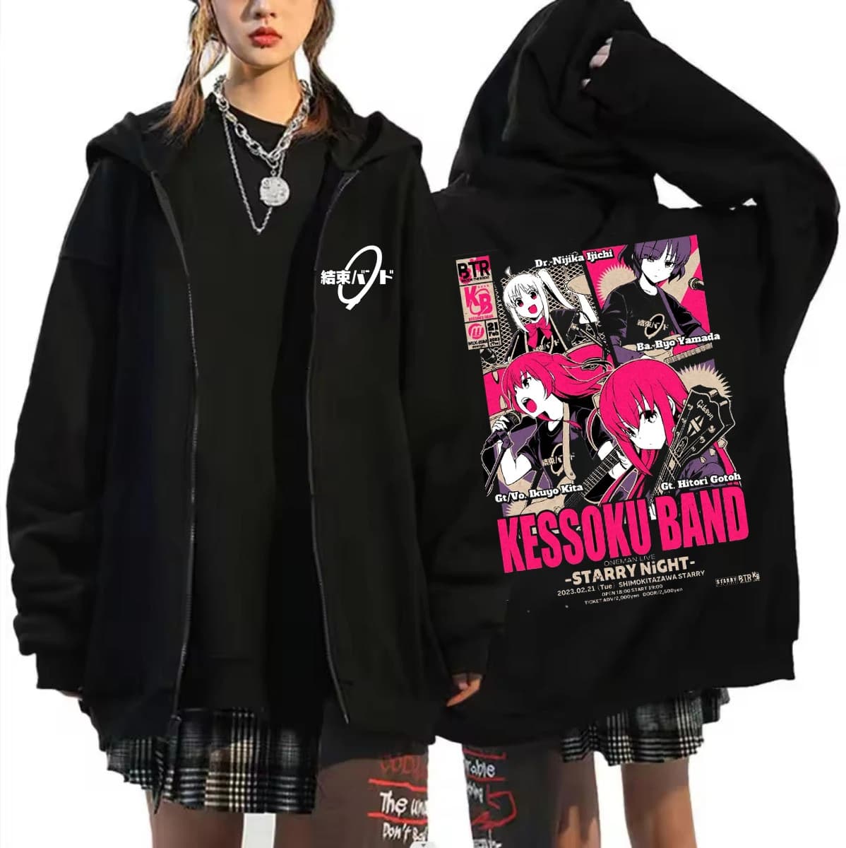 Anime Bocchi The Rock Zipper Hoodies Hitori Gotoh Yamada Ryo Kita Ikuyo Ijichi Nijika Zip Up Sweatshirts Men Women Pullover Coat