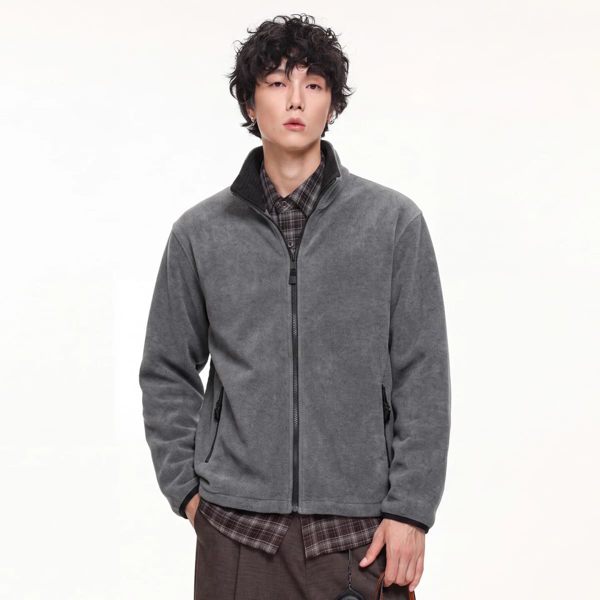 Autumn Winter Fleece Stand Collar Sweatshirts Jacket Men Outdoor Hiking Casual Track Hoodies Sweatshirt Coat Cardigan Jacket