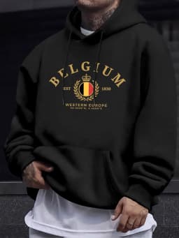Belgium Western Europe Est 1830 Prints Man Street Tops Autumn Casual Hoodie Sports Loose Sweatshirt Simple Fashion Pullovers