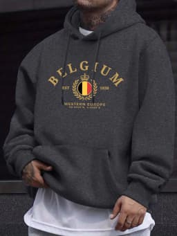 Belgium Western Europe Est 1830 Prints Man Street Tops Autumn Casual Hoodie Sports Loose Sweatshirt Simple Fashion Pullovers