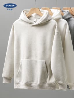 DUKEEN 460gsm Men's Hooded Sweatshirt 2025 Autumn and Winter Fashion Solid Color Long Sleeve Fleece Sports Basic Outerwear