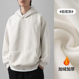 DUKEEN 460gsm Men's Hooded Sweatshirt 2025 Autumn and Winter Fashion Solid Color Long Sleeve Fleece Sports Basic Outerwear