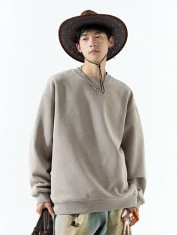 DUKEEN 400G Heavyweight Sweatshirt for Men 2025 Autumn Vintasge Style Washed-Out Solid Color Pullover Casual Men's Clothing