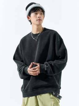 DUKEEN 400G Heavyweight Sweatshirt for Men 2025 Autumn Vintasge Style Washed-Out Solid Color Pullover Casual Men's Clothing