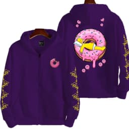 The Simpsons Donut Men's Autumn/Winter New Zipper Hoodie Couple Outdoor Sportswear Fashion Anime Cartoon Coat Top