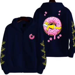 The Simpsons Donut Men's Autumn/Winter New Zipper Hoodie Couple Outdoor Sportswear Fashion Anime Cartoon Coat Top