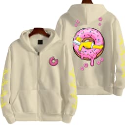 The Simpsons Donut Men's Autumn/Winter New Zipper Hoodie Couple Outdoor Sportswear Fashion Anime Cartoon Coat Top