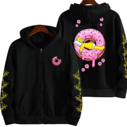 The Simpsons Donut Men's Autumn/Winter New Zipper Hoodie Couple Outdoor Sportswear Fashion Anime Cartoon Coat Top