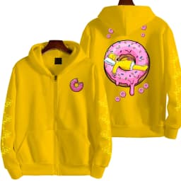 The Simpsons Donut Men's Autumn/Winter New Zipper Hoodie Couple Outdoor Sportswear Fashion Anime Cartoon Coat Top