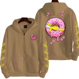 The Simpsons Donut Men's Autumn/Winter New Zipper Hoodie Couple Outdoor Sportswear Fashion Anime Cartoon Coat Top