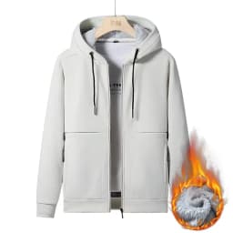 New Autumn/Winter Fashion Solid Color Outdoor Sports Fleece-Lined Thickened Warm Hoodie Men's Casual Loose High-Quality Jacket