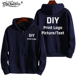 Custom Logo Zipper Hoodies Autumn Winter Men's Long Sleeve Hooded Sweatshirt Fashion Casual Male Women Outfit Sportwear Clothes