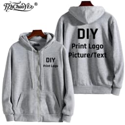 Custom Logo Zipper Hoodies Autumn Winter Men's Long Sleeve Hooded Sweatshirt Fashion Casual Male Women Outfit Sportwear Clothes
