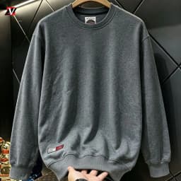 Heavyweight men's autumn and winter solid color terry cotton men's clothing crew neck long sleeve loose casual sweatshirt