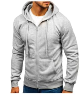 New Men's Solid Hoodies Jacket Outdoor Casual Sport Hooded Drawstring Zip Coats Sweatshirts Men Simple Cardigan Tops Tracksuits