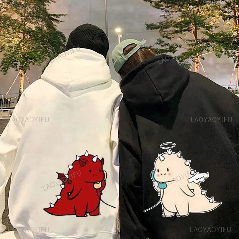 Dinosaur Matching Brands Couple Sweatshirt Mr Mrs Pocket Print Hoody Casual Matching Newlywed Thermal Hoodie Y2k Fashion Hoodies