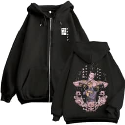 Anime JoJo's Bizarre Adventure Kira Yoshikage Killer Queen Graphic Zipper Hoodie Men Women Manga Casual Oversized Zip Up Jacket