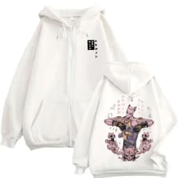 Anime JoJo's Bizarre Adventure Kira Yoshikage Killer Queen Graphic Zipper Hoodie Men Women Manga Casual Oversized Zip Up Jacket