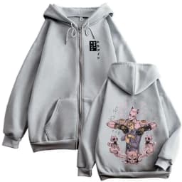 Anime JoJo's Bizarre Adventure Kira Yoshikage Killer Queen Graphic Zipper Hoodie Men Women Manga Casual Oversized Zip Up Jacket