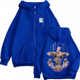 Anime JoJo's Bizarre Adventure Kira Yoshikage Killer Queen Graphic Zipper Hoodie Men Women Manga Casual Oversized Zip Up Jacket