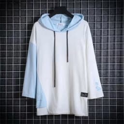 Loose Fit Men's Hoodie Short Sleeve T-Shirt Color Block Design Casual Streetwear Hip Hop Style Spring Summer Fashion Top