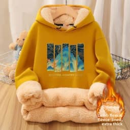 Men's Hoodie Sweatshirt Fleece Lined Thickened Autumn Winter New Style Youthful Warm Lamb Velvet Casual Streetwear