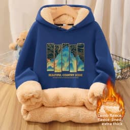 Men's Hoodie Sweatshirt Fleece Lined Thickened Autumn Winter New Style Youthful Warm Lamb Velvet Casual Streetwear
