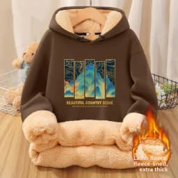 Men's Hoodie Sweatshirt Fleece Lined Thickened Autumn Winter New Style Youthful Warm Lamb Velvet Casual Streetwear